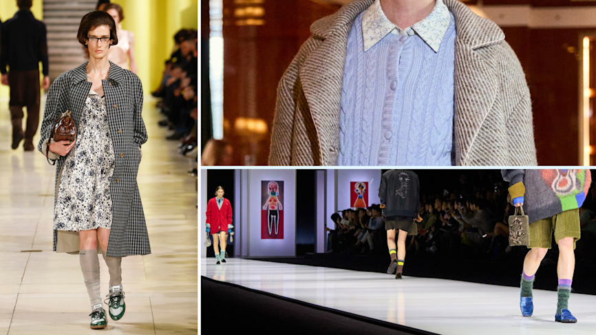 In senso orario Miu Miu, Anteprima, Luisa Beccaria; Sfilate Autunno-Inverno 2025-2026