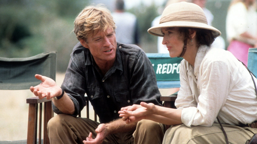 Robert Redford e Meryl Streep sul set de La mia Africa