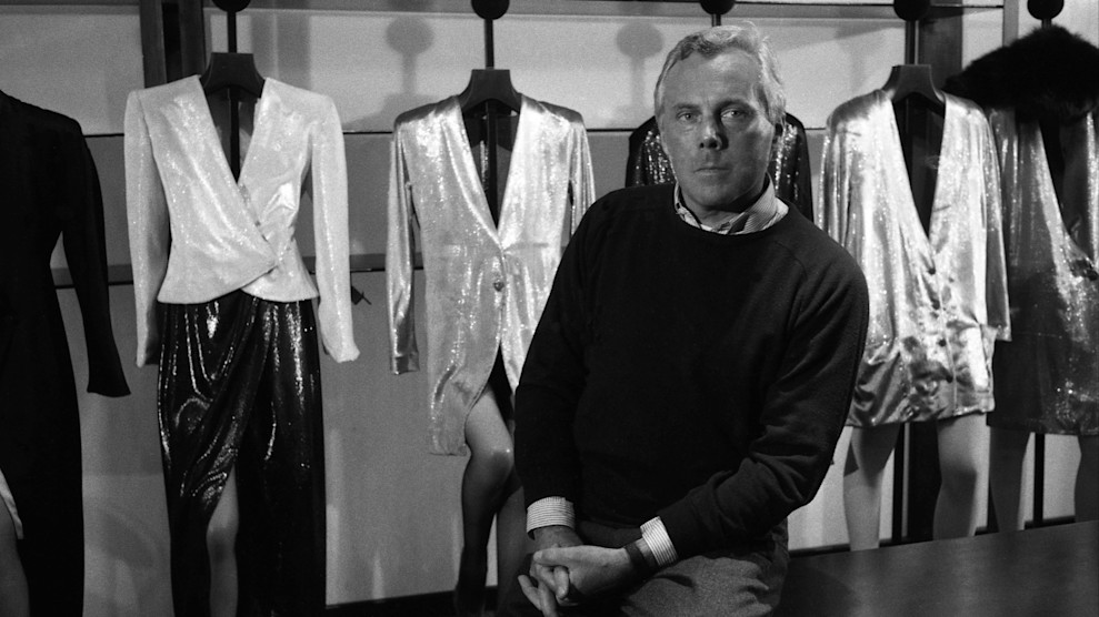 Giorgio Armani presenta la sua nuova collezione a Milano, 6 marzo 1983